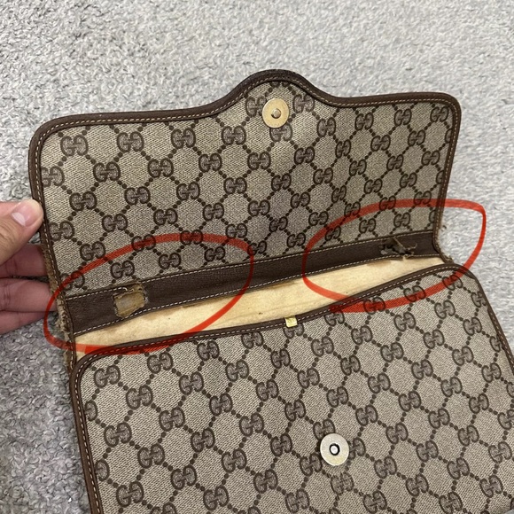 #6 Gucci Vintage GG Supreme PVC Brown Clutch USED SOLD AS IS! LIVE SHOW! - Picture 6 of 16